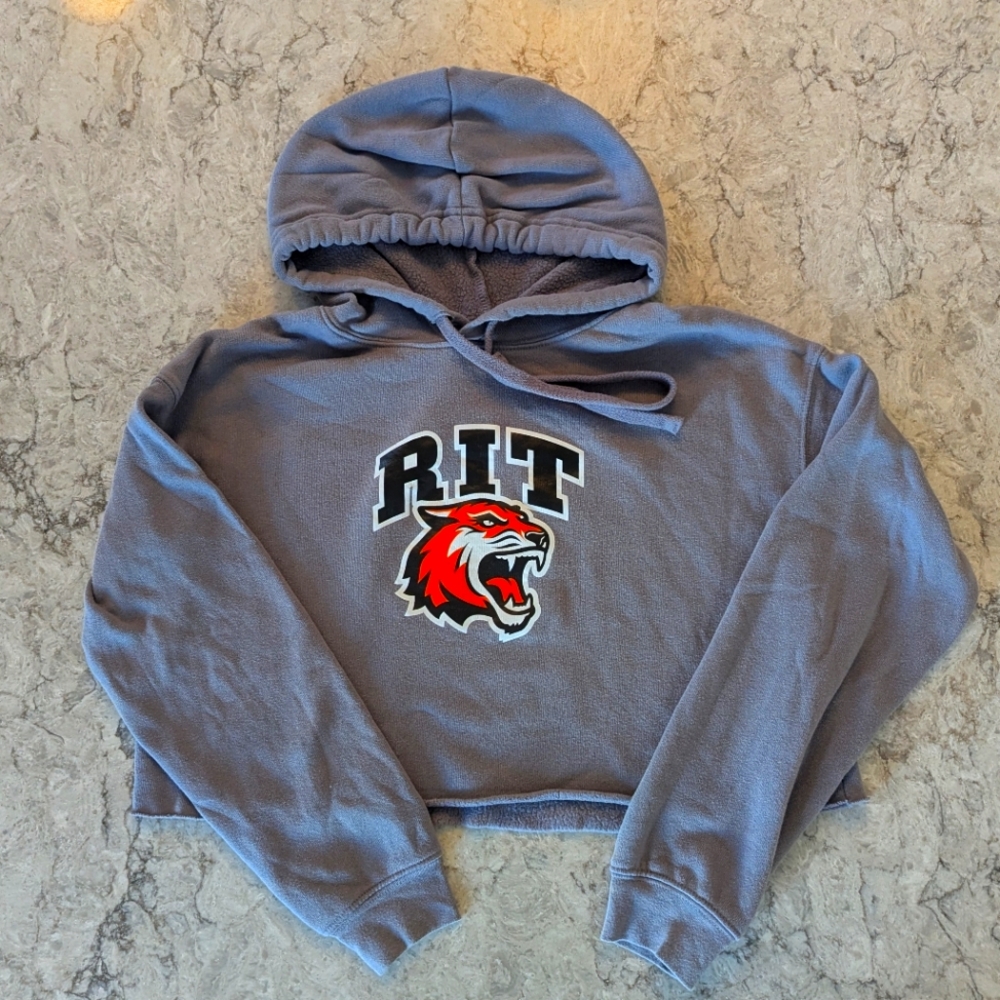 RIT Grey Cropped Hoodie